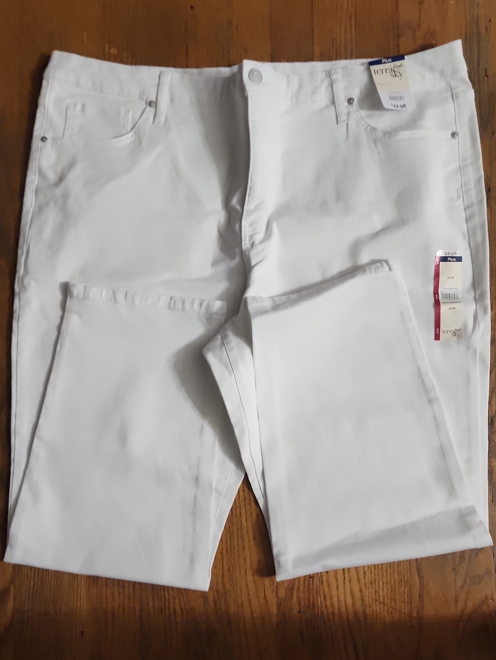 Terra & Sky Plus Size White Woman's Spandex Jeans
